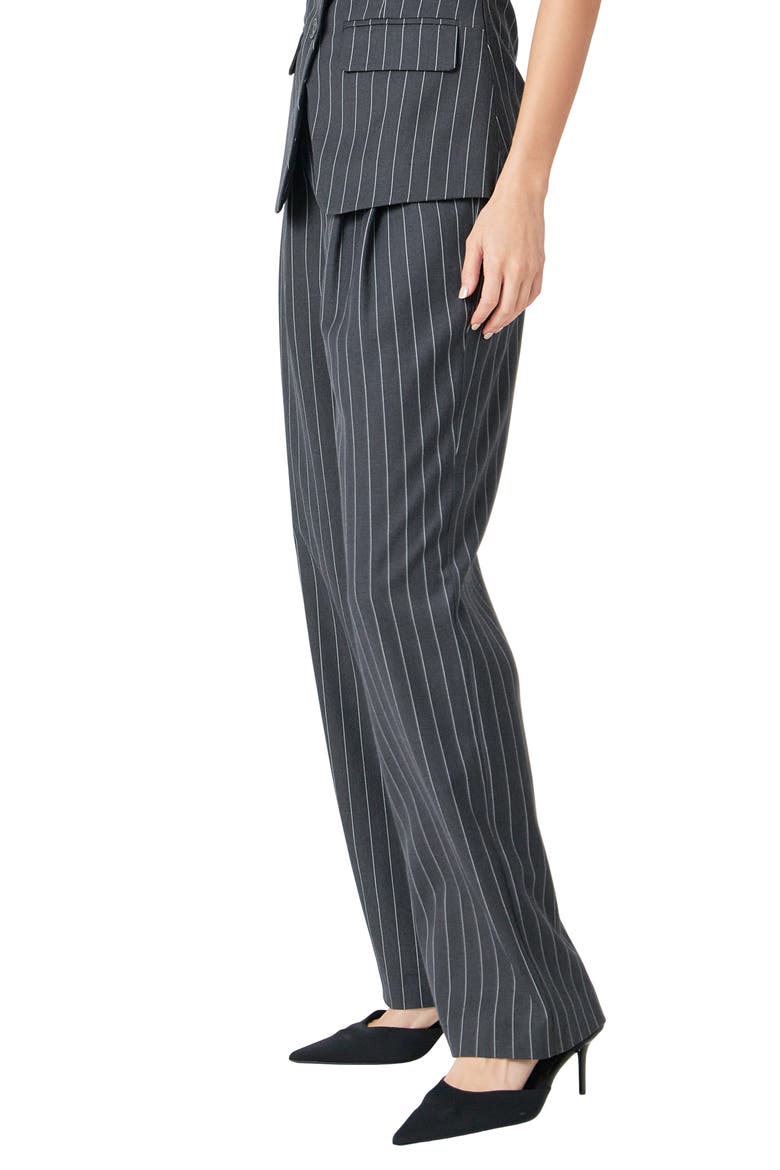 Pinstripe High Waist Trousers, Alternate, color, CHARCOAL