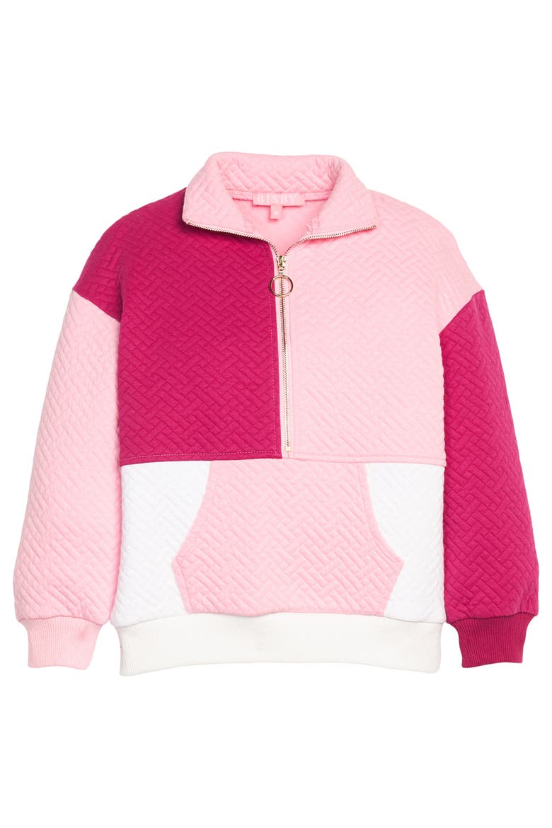 Kids' Color Block Pullover, Main, color, Pink & Cranberry