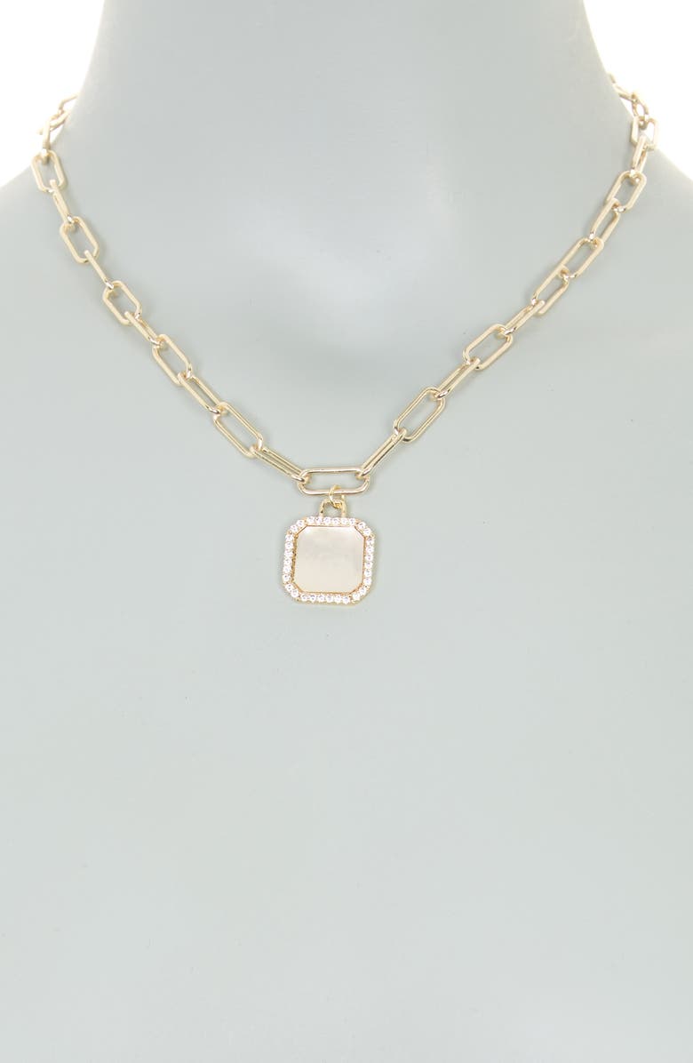 Juvell CZ & Mother of Pearl Dog Tag Necklace, Alternate, color, 