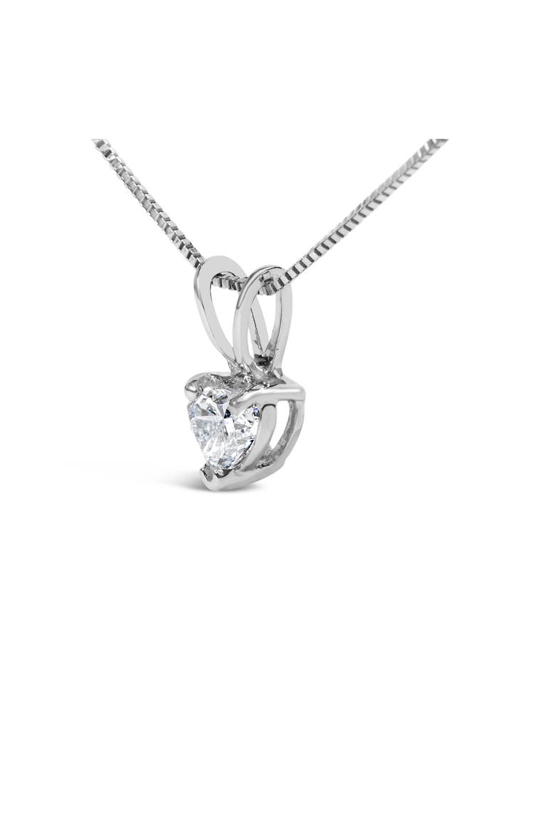 14K White Gold 1/4 Cttw 3-Prong Set Heart Shaped Solitaire Lab Grown Diamond 18" Pendant Necklace, Alternate, color, White