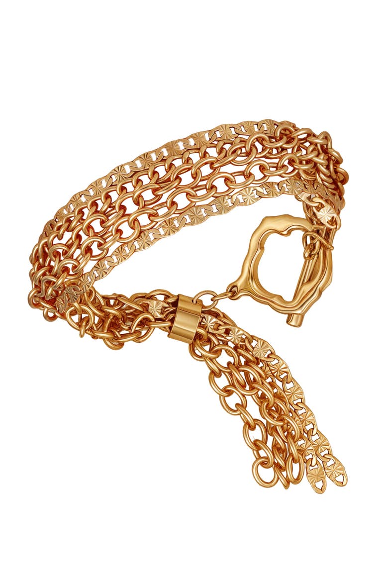 Multi chain toggle bracelet, Alternate, color, goldtone