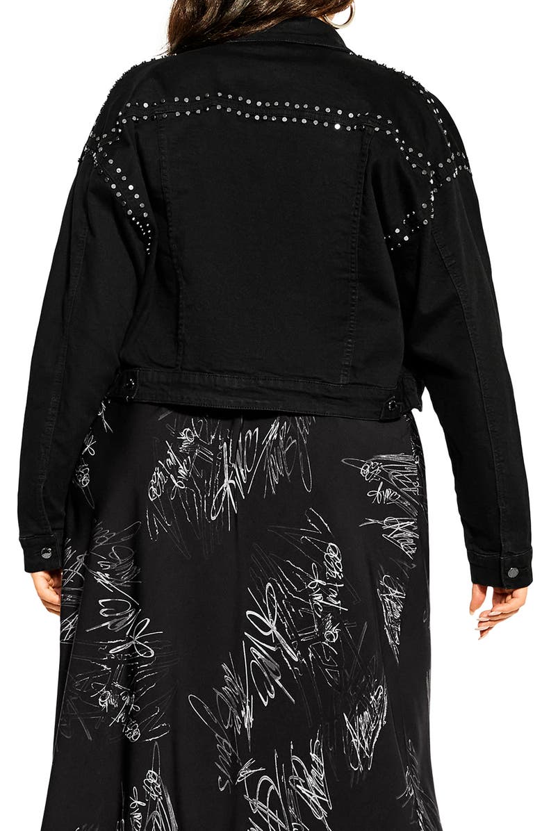 City Chic Rock Stud Denim Jacket, Alternate, color, 