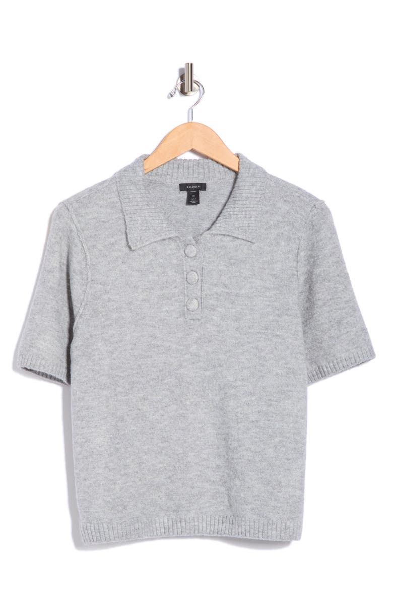 Halogen<sup>®</sup> Short Sleeve Polo, Alternate, color, Light Heather Grey