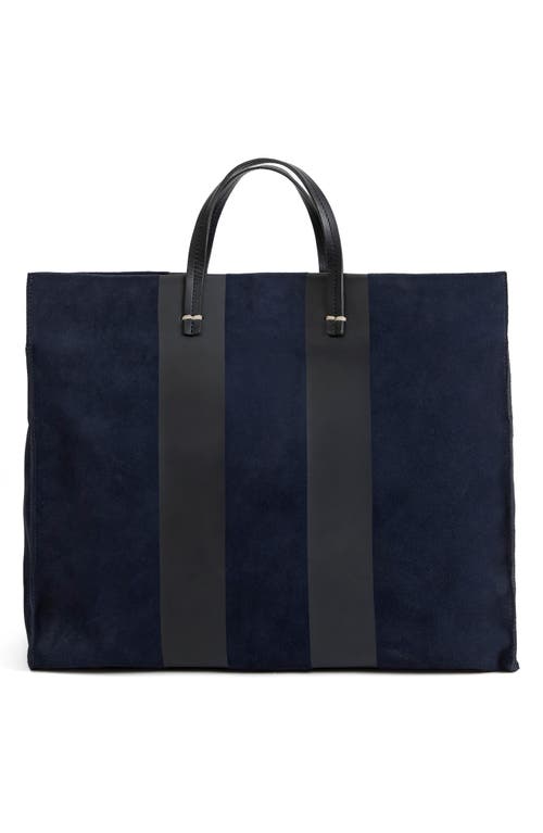 Clare V . Simple Racing Stripe Suede Tote In Blue