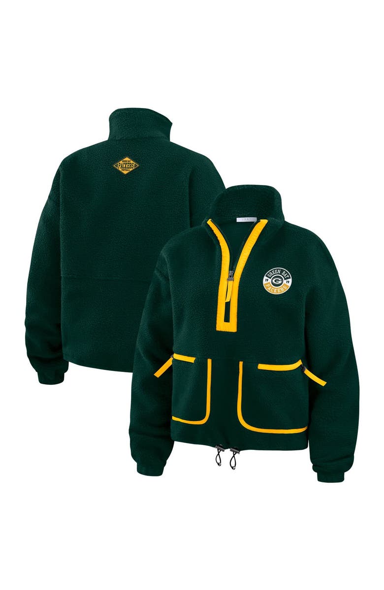 WEAR by Erin Andrews Women's WEAR by Erin Andrews Green Green Bay Packers Polar Fleece Half-Zip Jacket, Main, color, Green