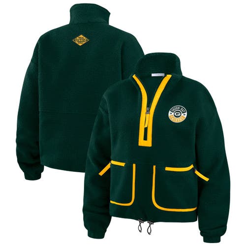 Wear By Erin Andrews Green Green Bay Packers Polar Fleece Half-zip Jacket