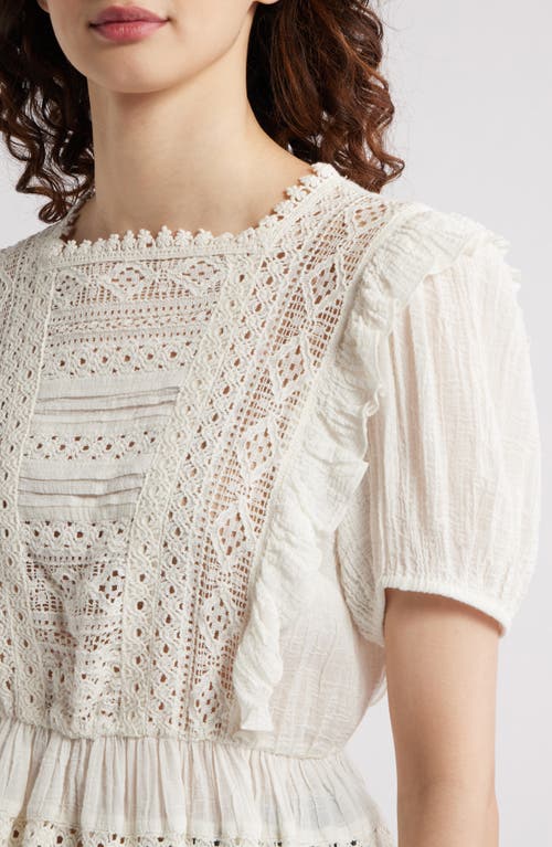Shop Treasure & Bond Eyelet Peplum Top In Ivory Egret