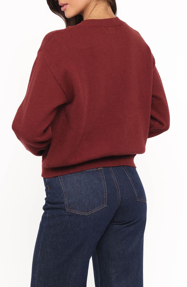 Petal & Pup Brittany Floral Embroidered Cardigan Sweater, Alternate, color, Burgundy