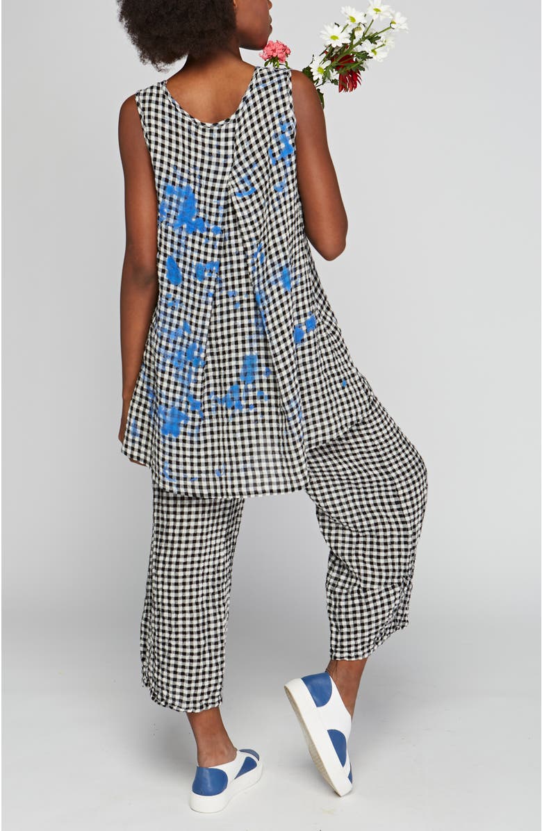 LUUKAA Tableau Checkered Gauze Linen Top, Alternate, color, Blue
