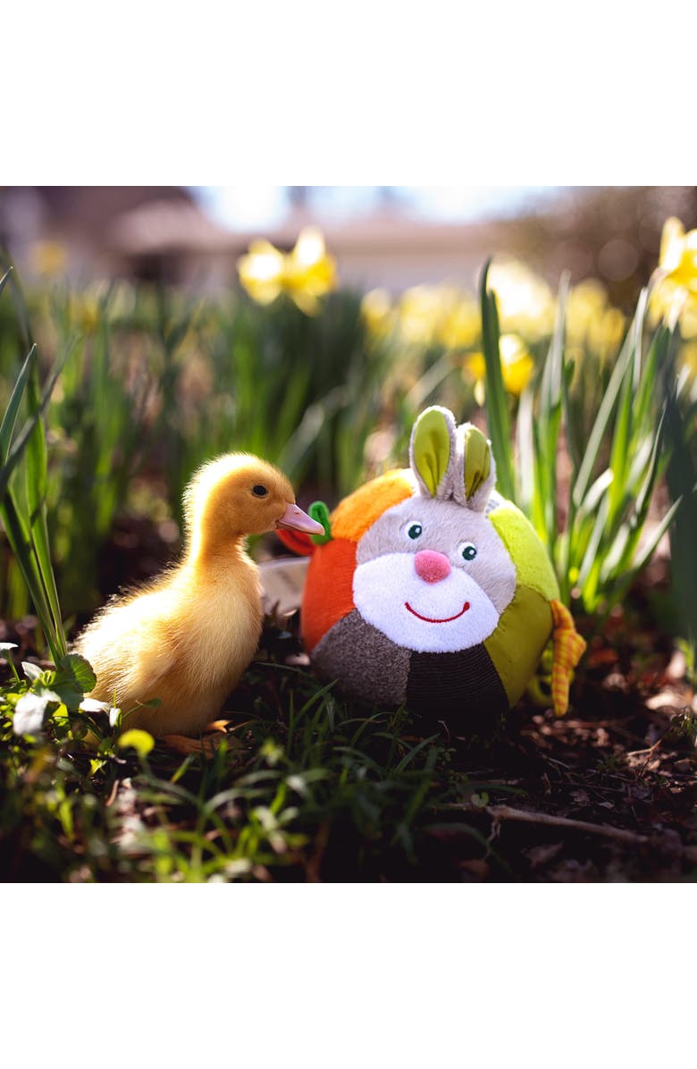 HABA Bunny Baby Ball Toy with Crinkle Ears and Rattle Rings, Alternate, color, Multi