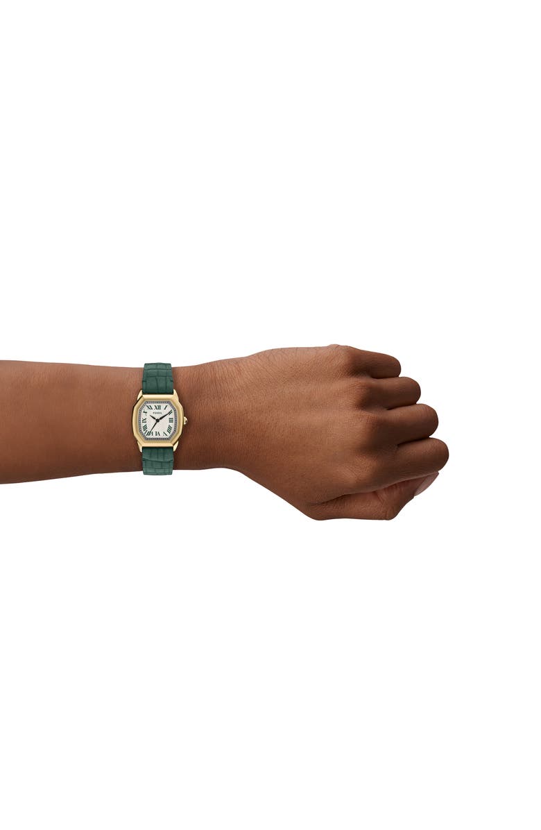 Fossil Harlow Croc Embossed Leather Strap Watch, 27mm, Alternate, color, 