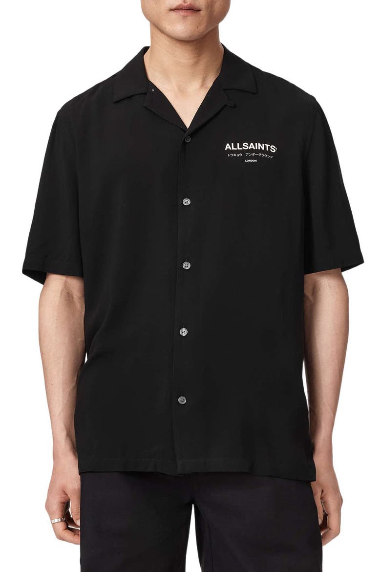 Underground Logo Graphic Camp Shirt, Main, color, BLACK