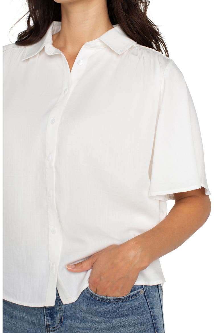 Flutter Sleeve Button-Up Shirt, Alternate, color, WHITE