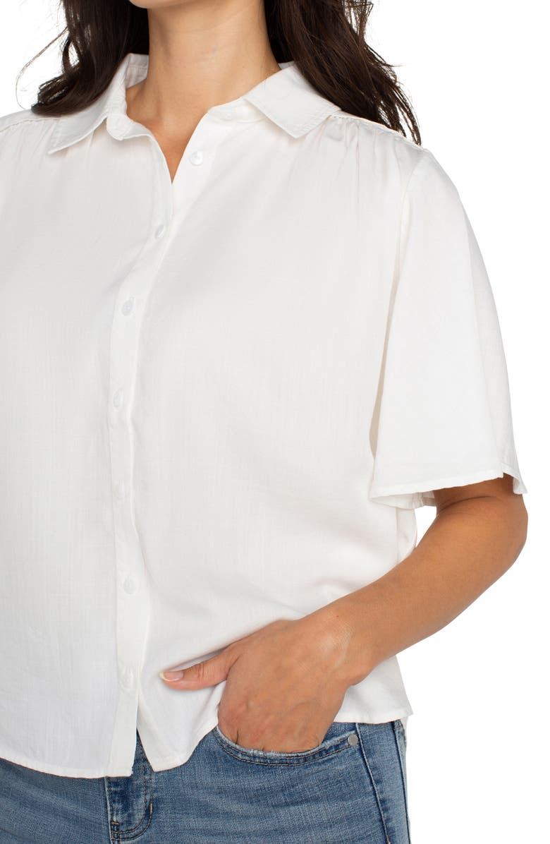 Liverpool Los Angeles Flutter Sleeve Button-Up Shirt, Alternate, color, White