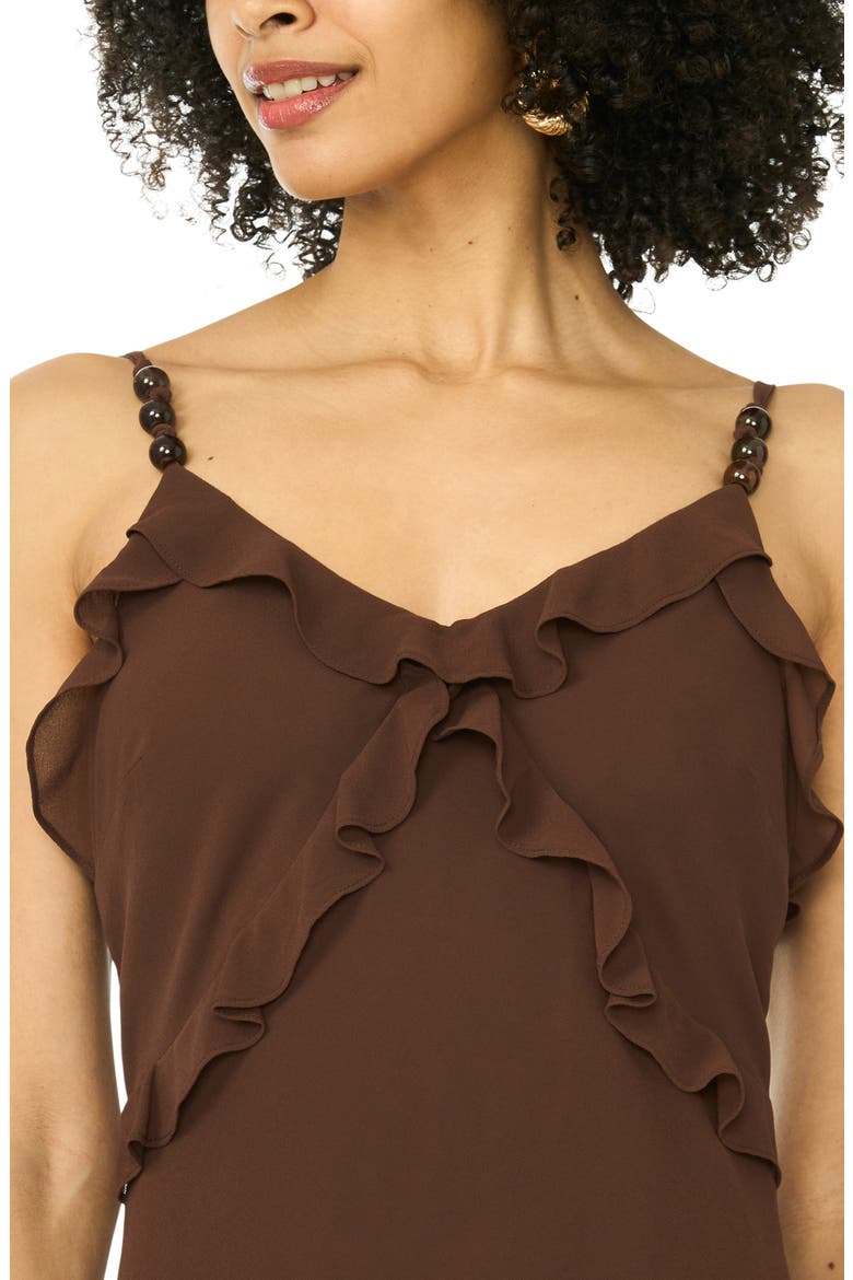 V-Neck Asymmetrical Maxi Dress, Alternate, color, CHICORY COFFEE