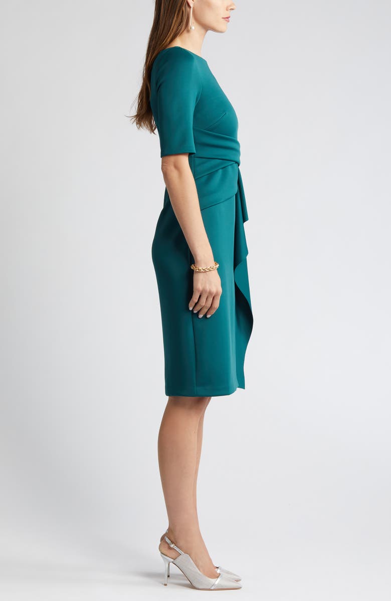 Vince Camuto Waist Tuck Ruffle Skirt Scuba Dress, Alternate, color, Hunter