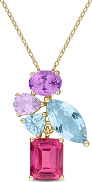 DELMAR Multi-Gem Cluster Pendant Necklace