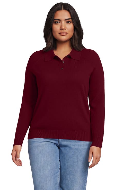 Plus Size Cashmere Polo Sweater
