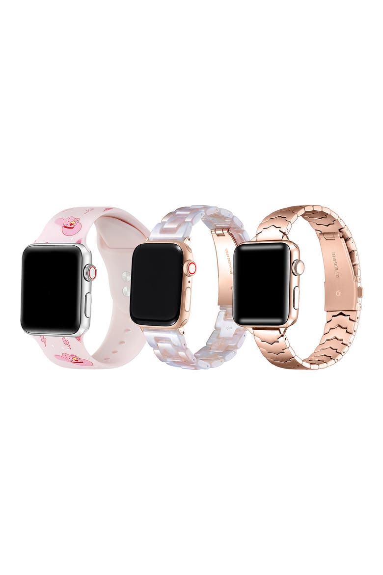 Iris Silicone & Link Watchbands, Main, color, PINK