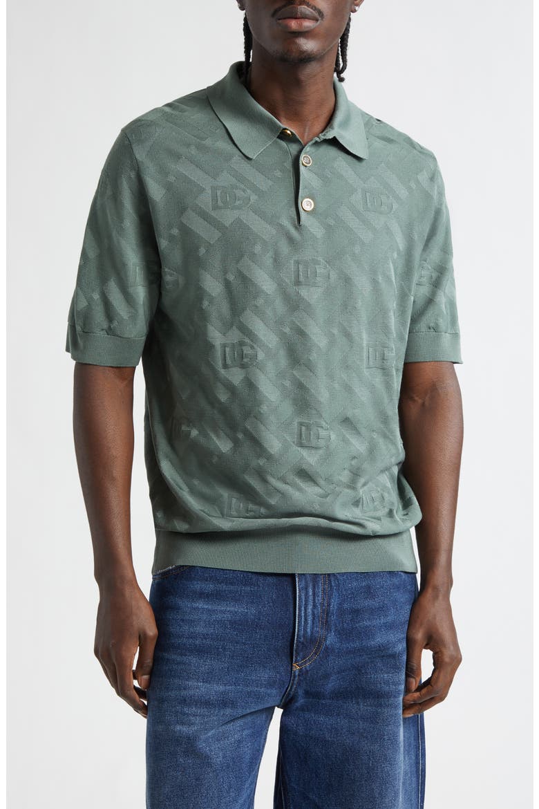 Jacquard Silk Polo, Main, color, GRIGIO ROCCIA