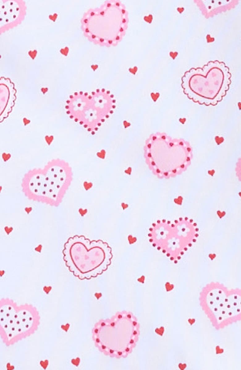 Kissy Kissy Heart Ruffle Pima Cotton Zip Footie, Alternate, color, 