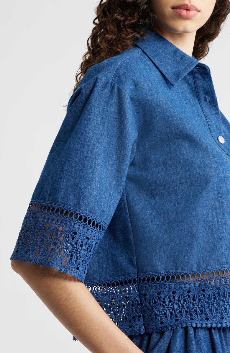 Elie Tahari The Laylee Denim Shirt, Alternate, color, Dark Denim