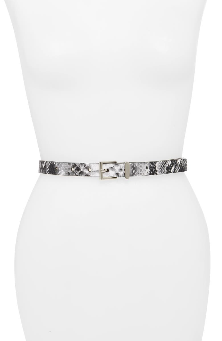 Halogen<sup>®</sup> Snake Embossed Faux Leather Belt, Main, color, 