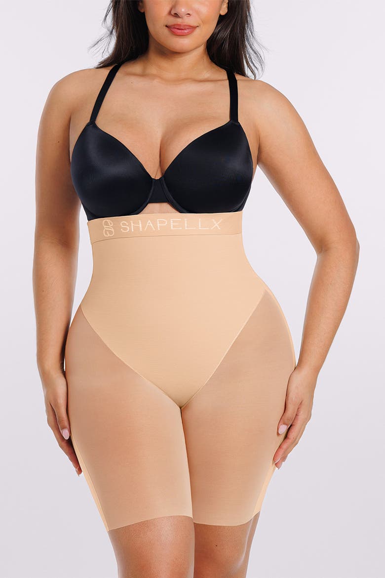 Butt Lifting Padded High Waist Shapewear Shorts, Alternate, color, Beige