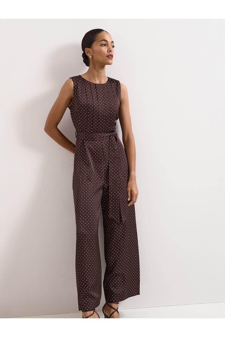 Janine Spot Jumpsuit, Alternate, color, Brown