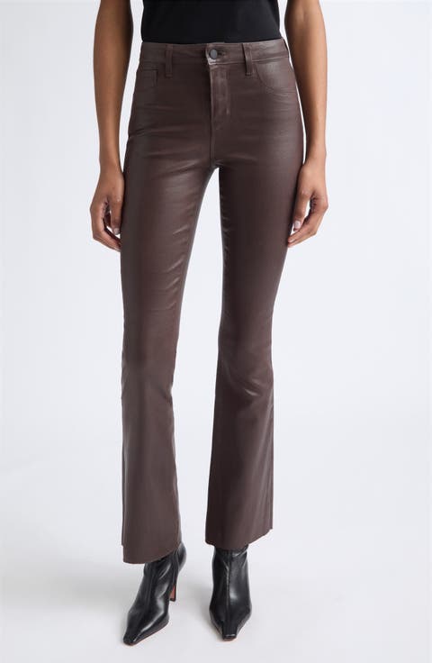 Ruth Coated High Waist Raw Hem Straight Leg Jeans