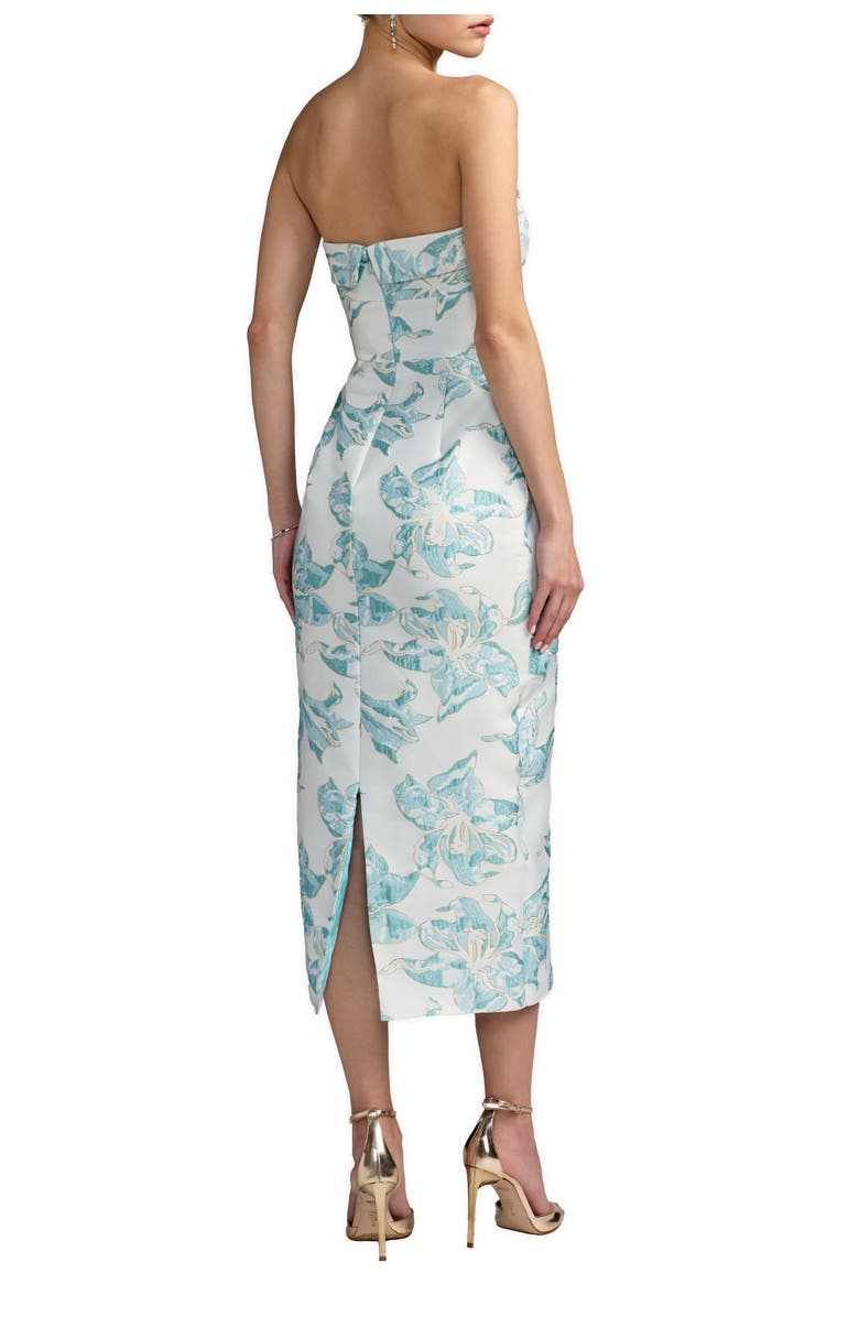 Mac Duggal Strapless Floral Brocade Midi Column Dress, Alternate, color, French Blue