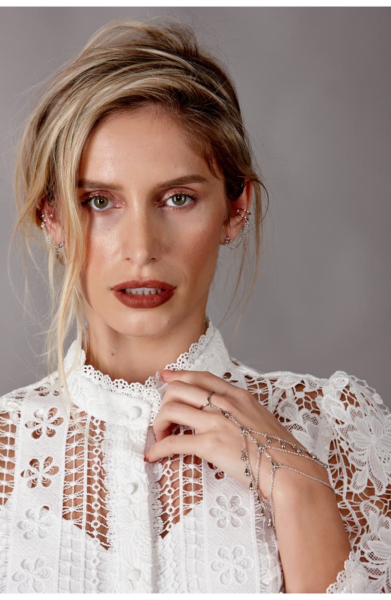 Lucy Quartermaine Art Deco Cuff And Stud With Chain, Alternate, color,