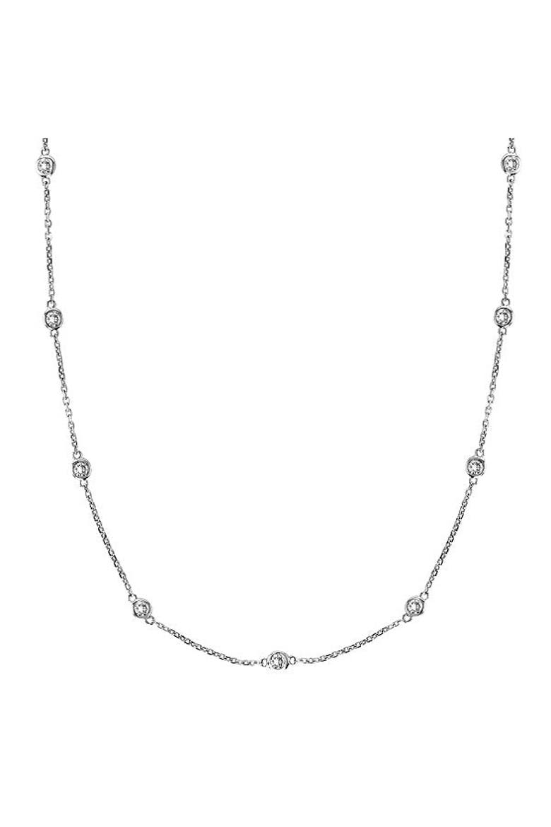 Lab Diamonds By The Yard Station Necklace 14k, Main, color, White Gold