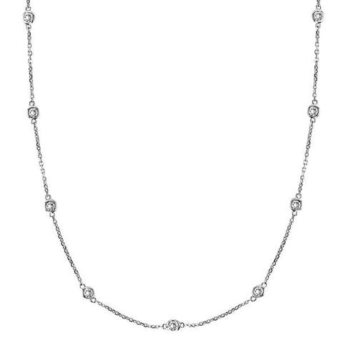 Natural Diamond Station Necklace Bezel-Set 14k (0.33ctw)
