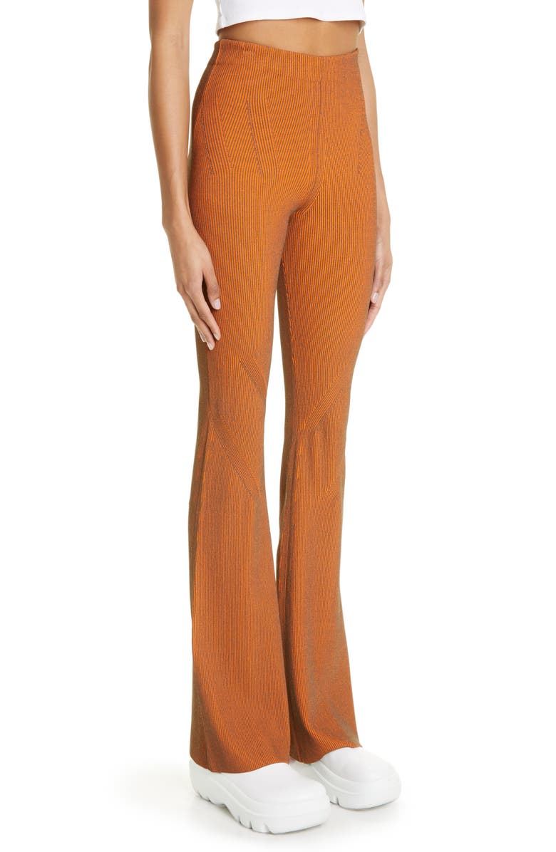 Dion Lee Angled High Waist Two-Tone Rib Flare Leg Pants, Alternate, color, 