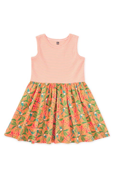 Print Mix Tank Skirted Dress