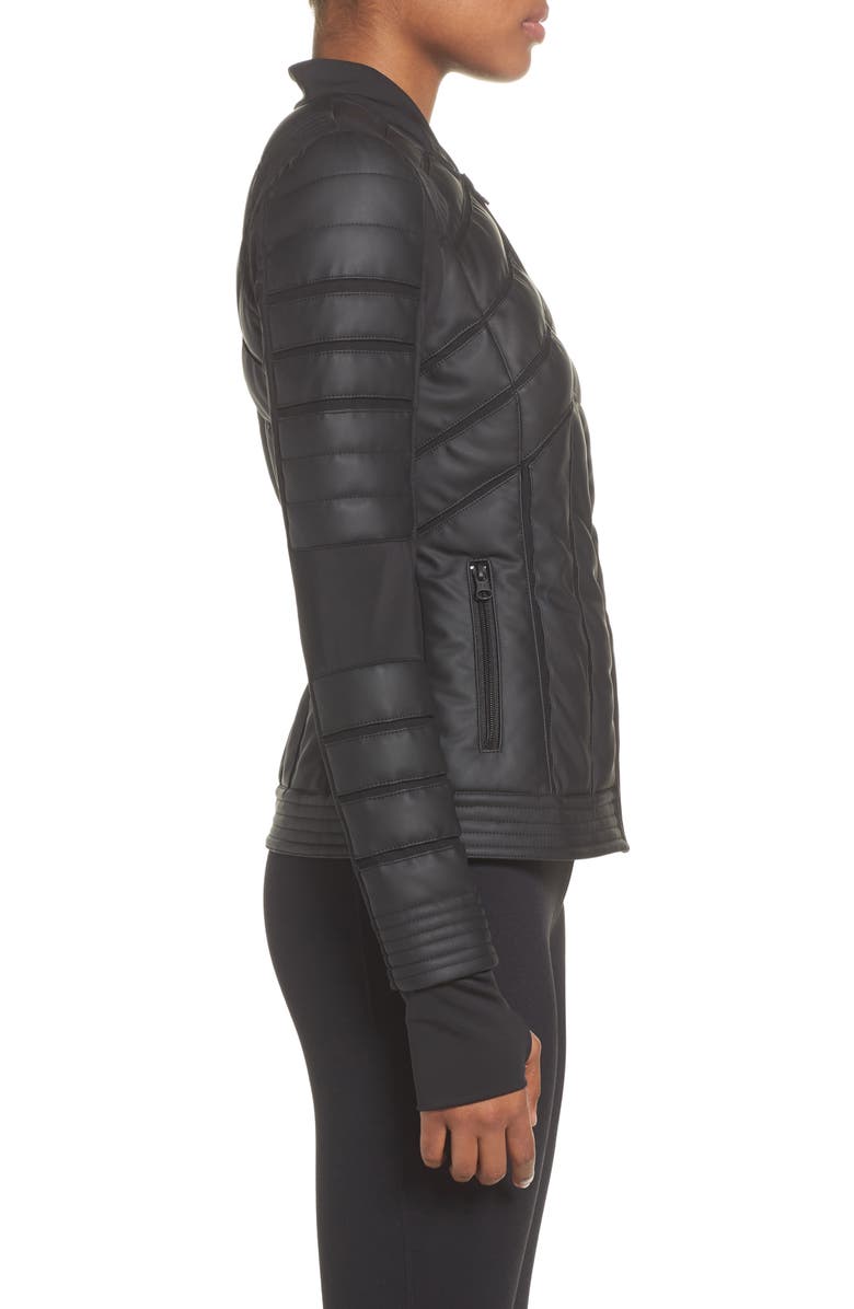 Blanc Noir Mesh Inset Bomber Jacket, Alternate, color, Black