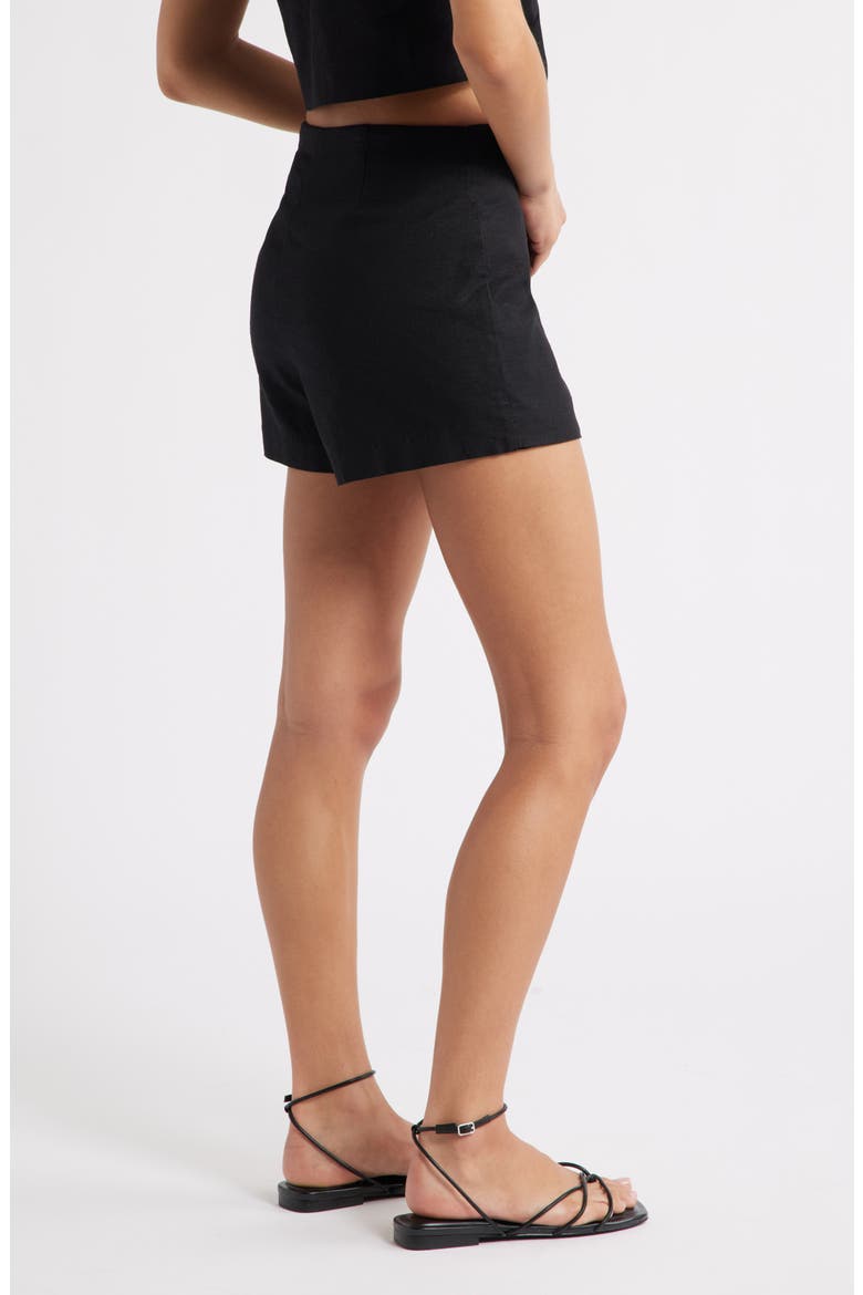 Linen Blend Wrap Skort, Alternate, color, BLACK