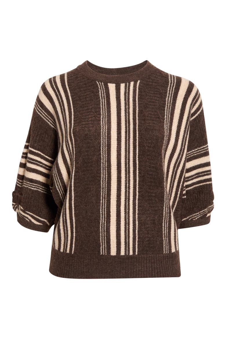 Striped Dolman Sleeve Sweater, Alternate, color, ESPRESSO/ LIGHT ALMOND
