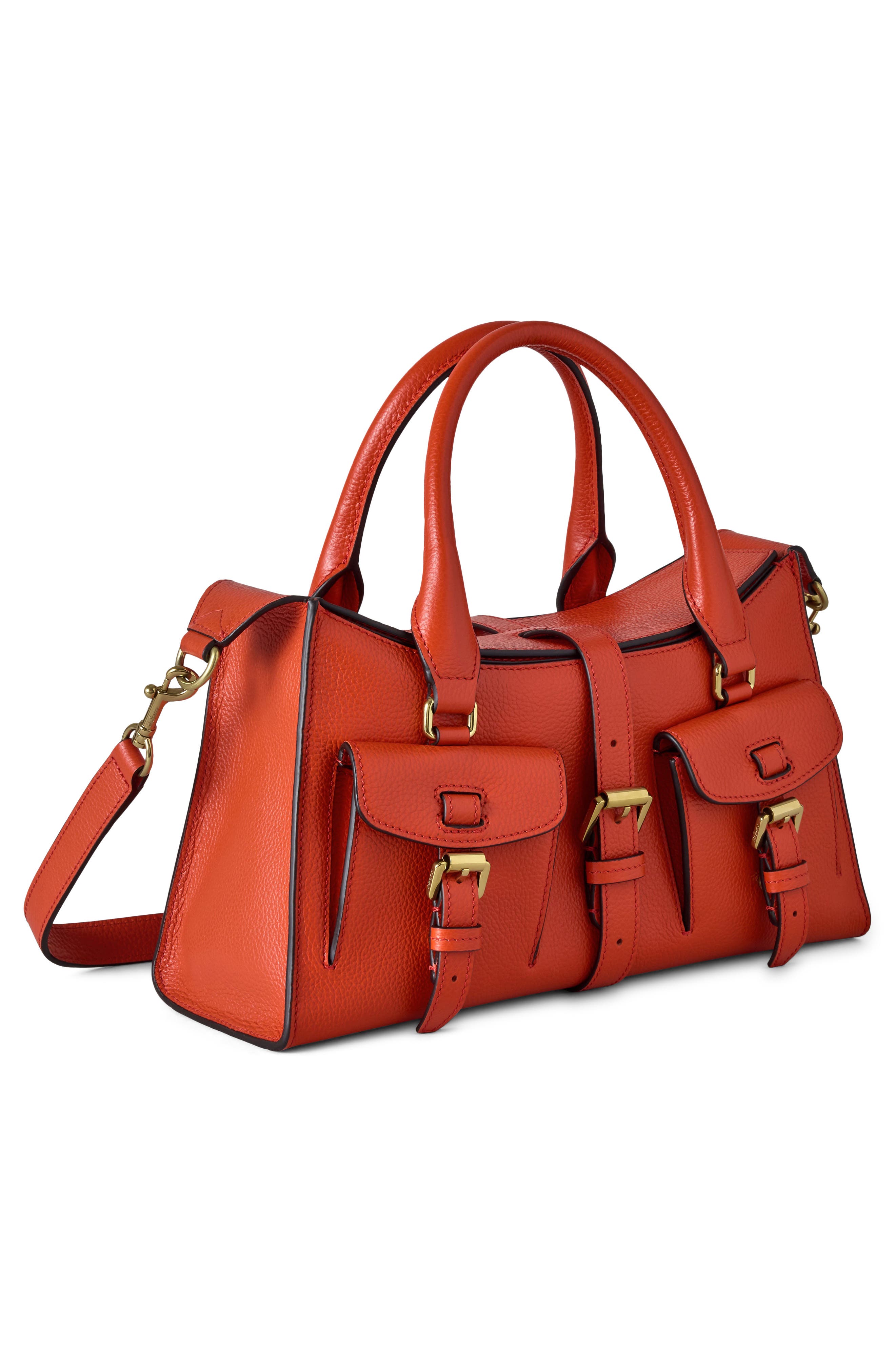 Small Roxanne Leather Crossbody Bag, Alternate, color, CORAL ORANGE
