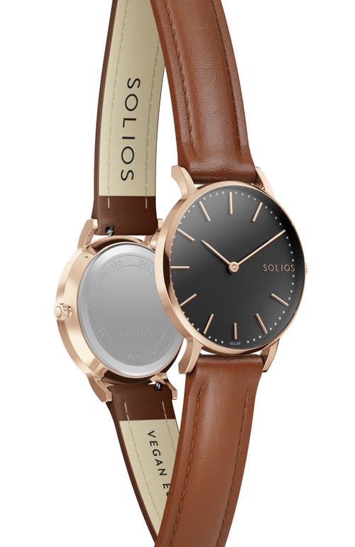 Solios Watches The Solar Classic | Black Dial In Brown Vegan Leather