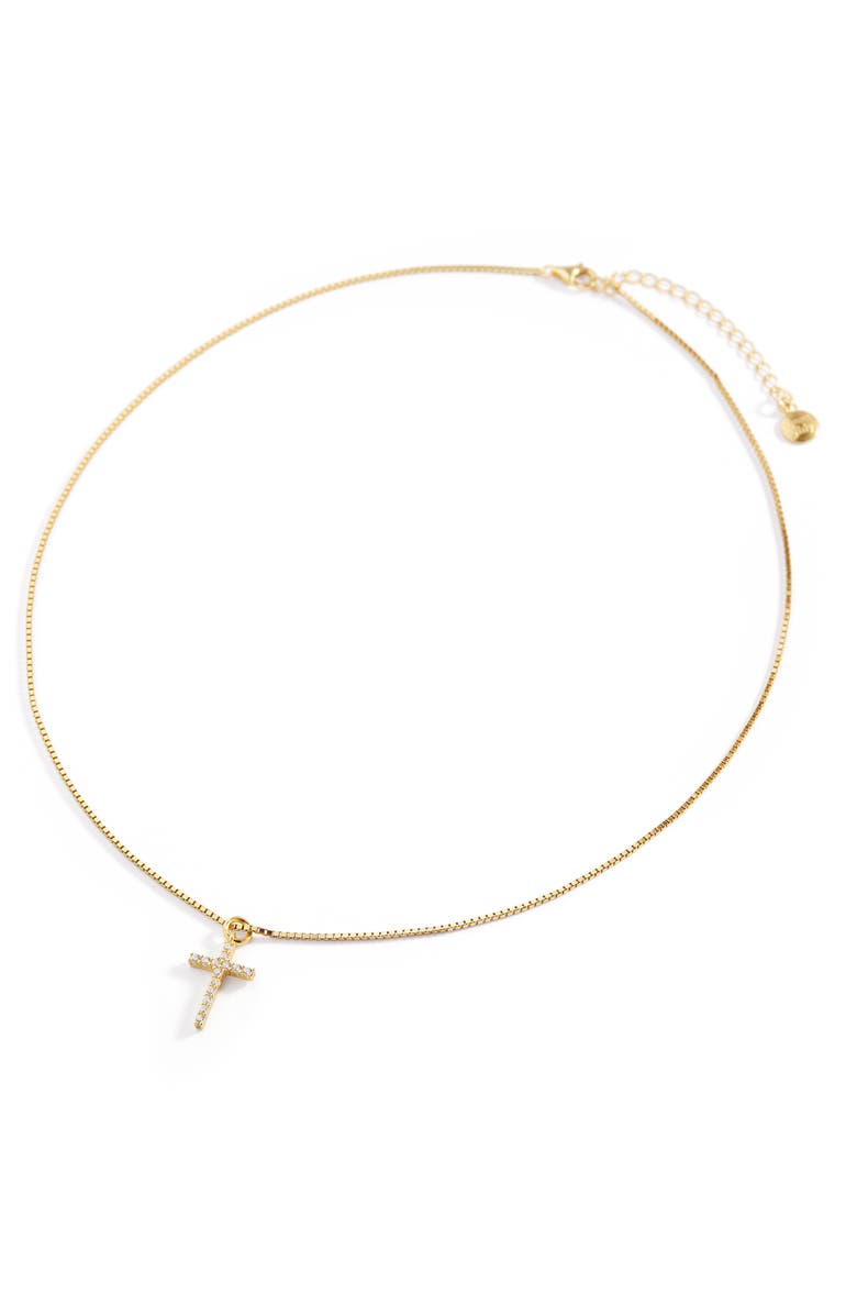 Mint & Lily Pave Cross Necklace, Alternate, color, 18K Gold Over Sterling Silver
