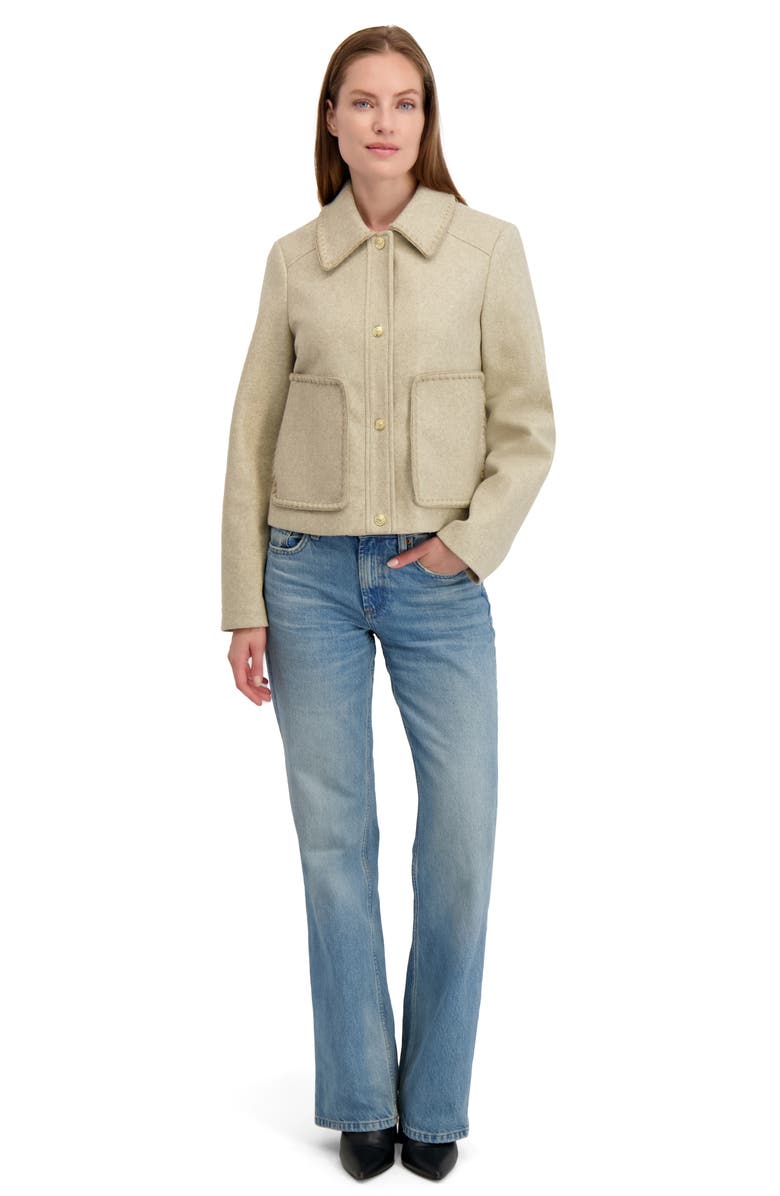 Laundry by Shelli Segal Blanket Stitch Crop Jacket, Alternate, color, Oatmeal