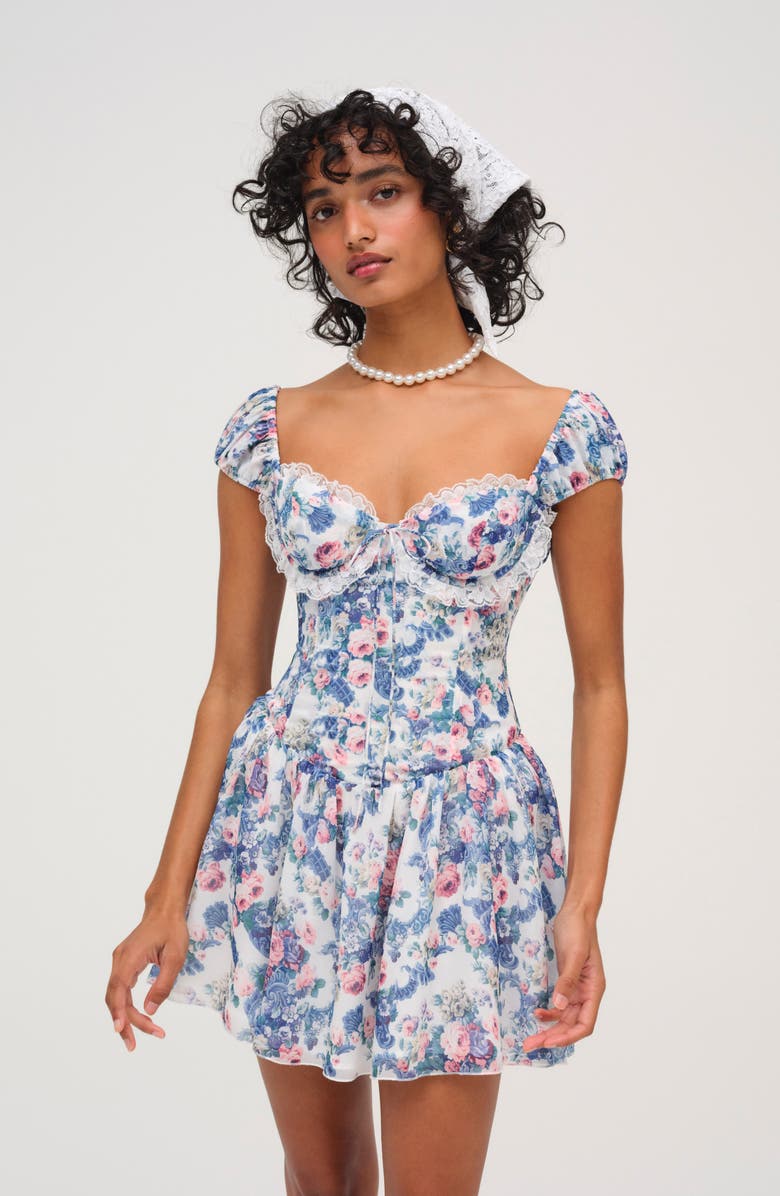 For Love & Lemons Audrey Floral Fit & Flare Minidress, Alternate, color, 