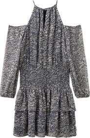 MANGO TEEN Long Sleeve Cold Shoulder Minidress