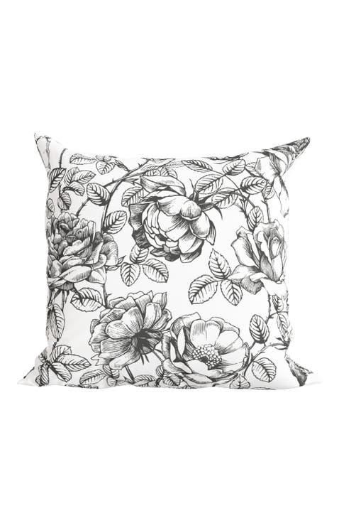 Black and White Floral Pillow in Emmaline