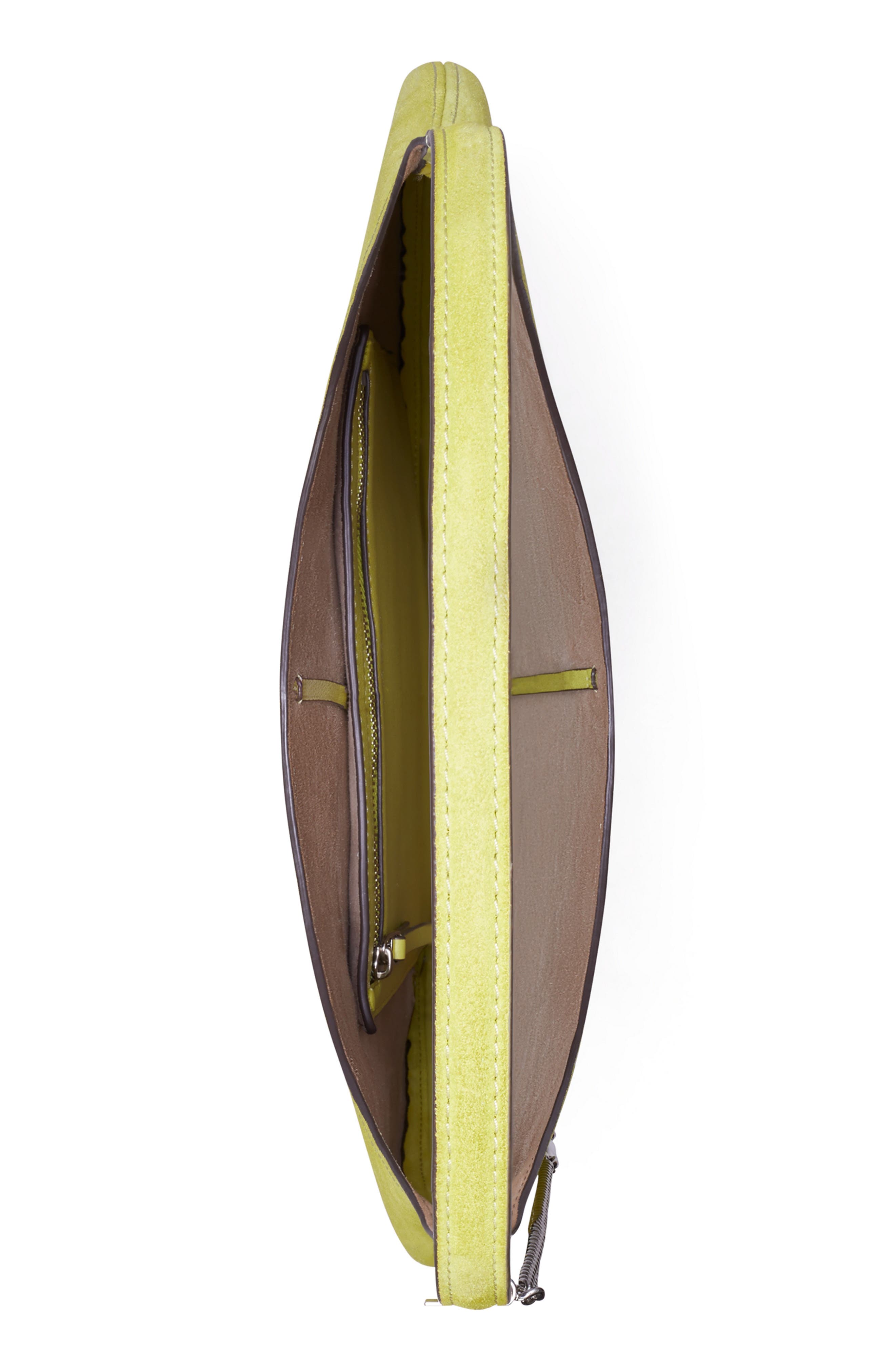 Tory Burch Pierced Suede Shoulder Bag, Alternate, color, Citrus Green