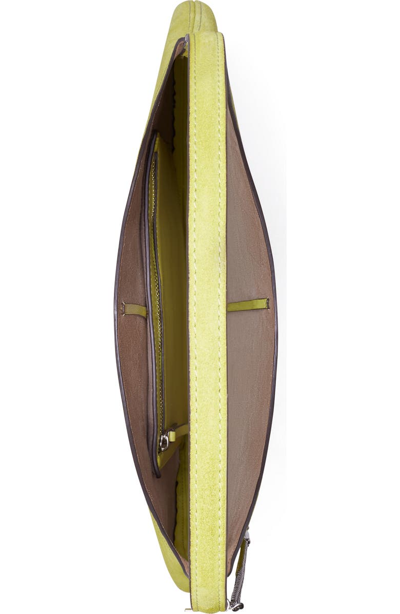 Tory Burch Pierced Suede Shoulder Bag, Alternate, color, Citrus Green