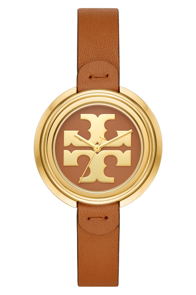 The Miller Leather Strap Watch, 36mm, Main, color, BROWN/ GOLD