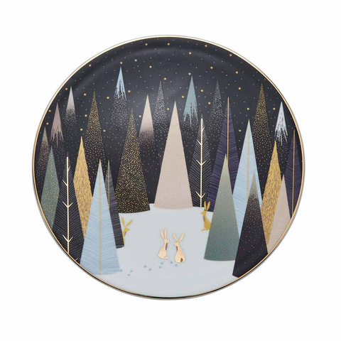 Sara Miller Frosted Pines Serving Plate 9"